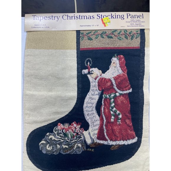 Tapestry Christmas Stocking Panel Santa Victorian Vintage 13" x 18" - Picture 1 of 5